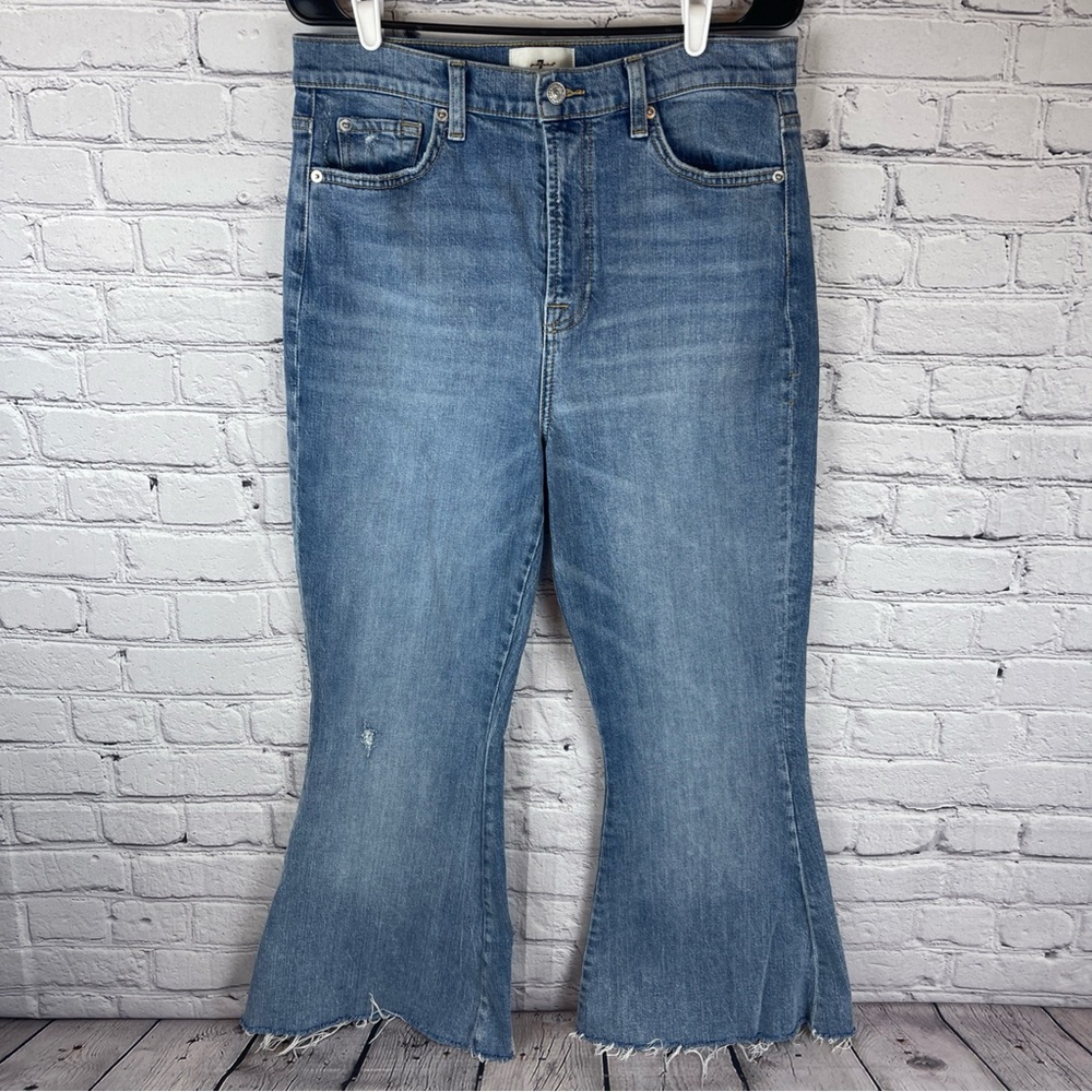 7 For All Mankind Jeans‎ Women 31 (32x27) Mega Flare High Rise Stretch Raw Hem